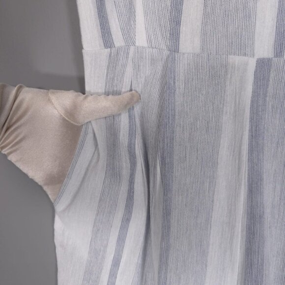 ASTR Women’s Presley LINEN Blend Sky Blue Stripe Jumpsuit Cutout Tie Waist LARGE - Picture 13 of 13